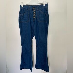 Very soft Small Buttonfly Bell Bottow Jeans-Vintage Look